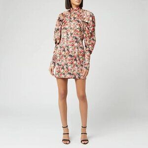 New Rotate Birger Christensen Kim Floral Whitecap Gray Mini Dress NWT Size 4 US